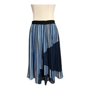 Catherine Blue Midi skirt Patterned pleated A-Line Full Preppy Large